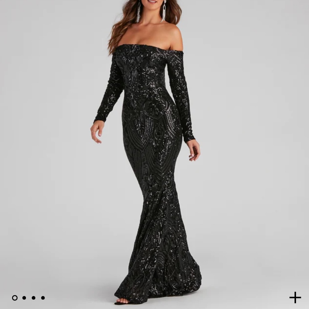 Sierra Sequin Off Shoulder Formal Dress